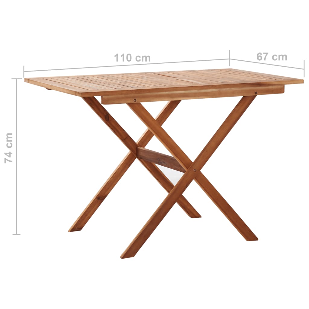 Gartentisch 110 x 67 x 74 cm Massivholz Akazie